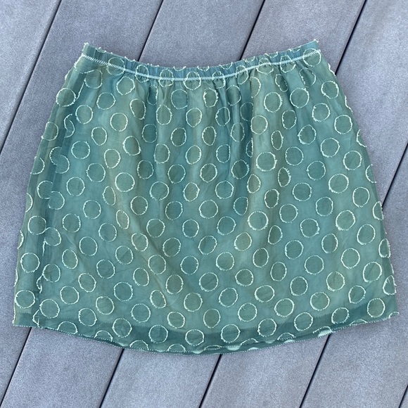 J. Crew green polka dot silk and linen skirt, size 4 - Picture 2 of 8